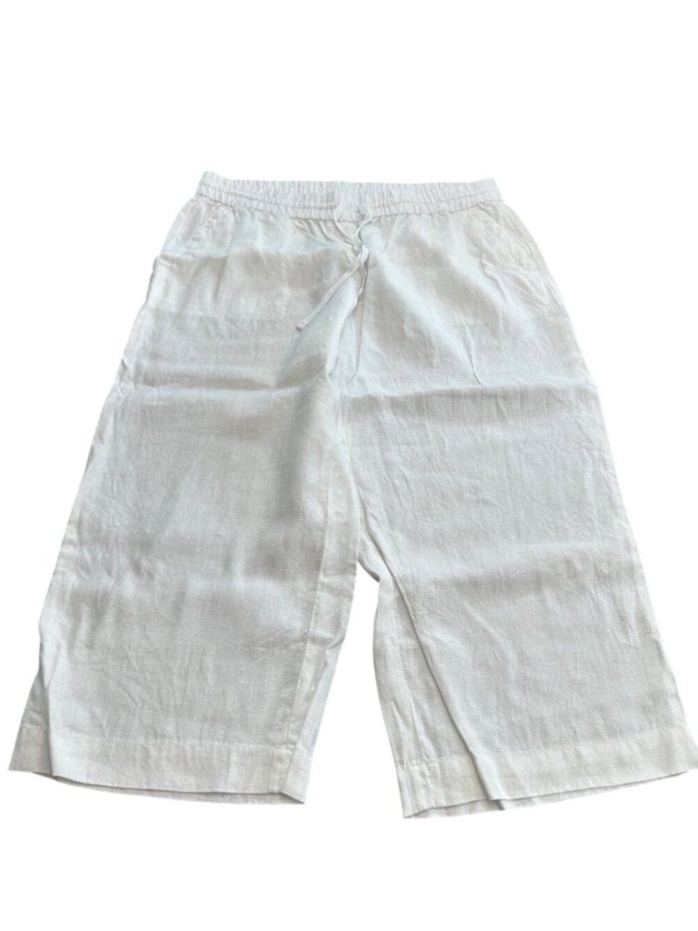 Talbots Capri Pants Women's Plus Size X White 100% Linen Pull On Summer Unlined